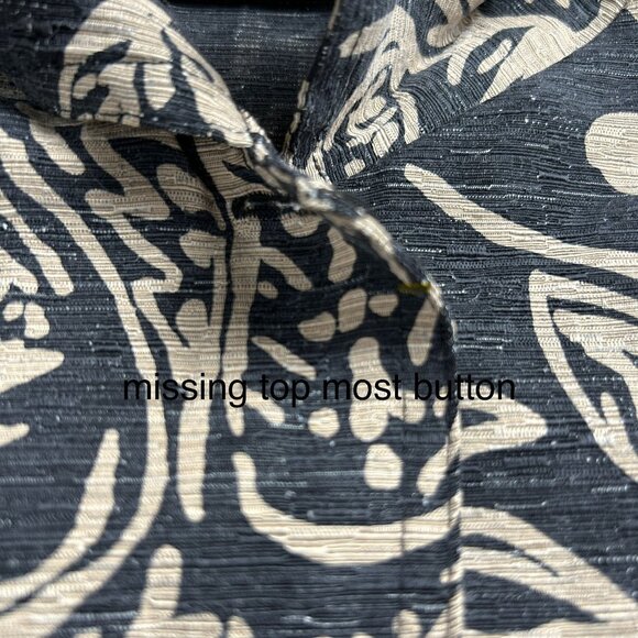 Chico's Design Womens Black Beige Floral Silk Linen Casual Shirt Jacket Size 1 - Picture 5 of 8